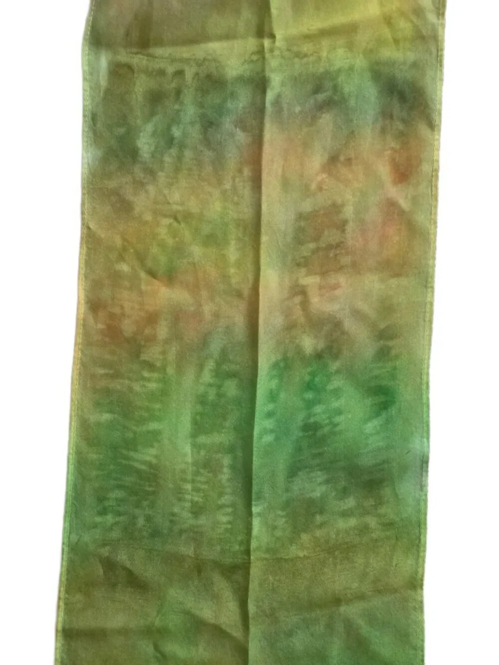 100% Silk Habotai Scarf Lime Green Yellow Ombre